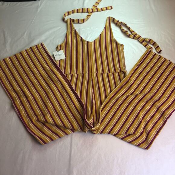 Arizona Jean Co. Striped Jumpsuit Gold Multi Small - Picture 13 of 15